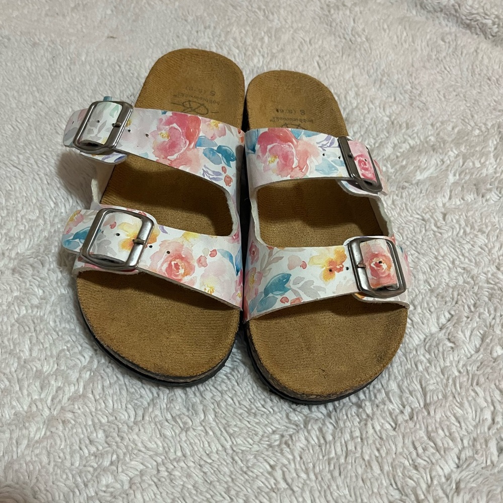 Bobbie Brooks Floral Kids Sandals with Pink and White Accents